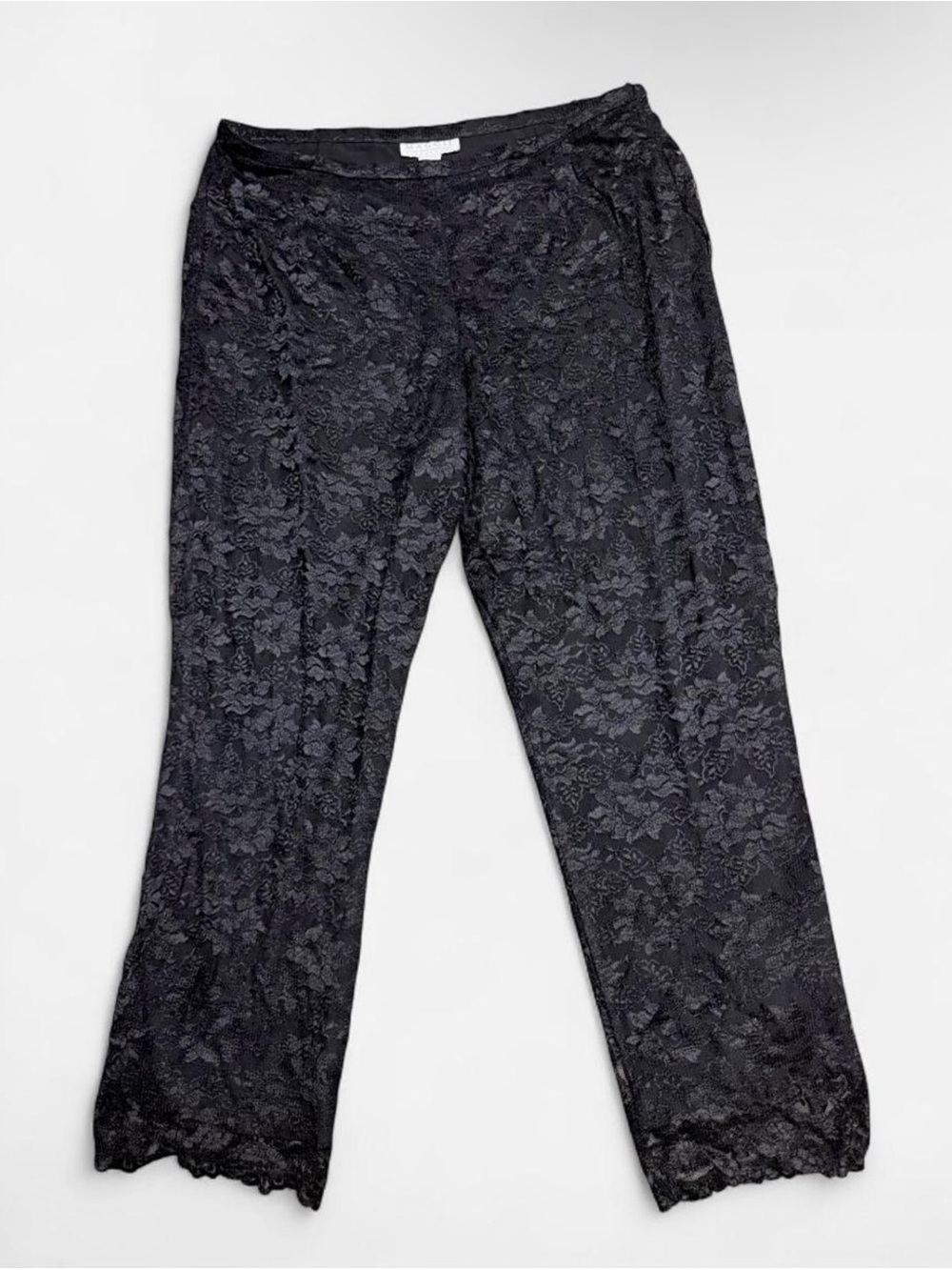 McNaughton 90s Black Floral Lace Straight-Leg Pants